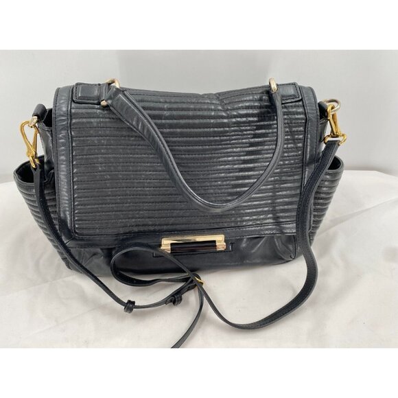 DIANE VON FURSTENBERG Courier Rail Black Quilted Leather Large Tote Purse Bag - Picture 13 of 16